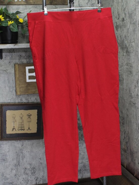 Denim & Co. Red Denim Co Easy Wear French Terry Lined Knit Pants 2X